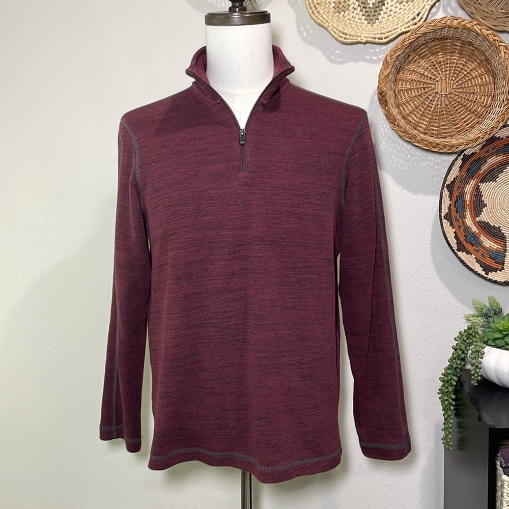 Men’s Eddie Bauer Fleece 1/4 Zip Pullover Heathered Burgundy Size Medium